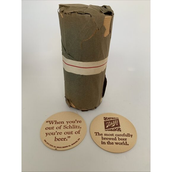 Vintage 1965 Schlitz 3.5" Round Beer Coaster When You're out of Schlitz 100 NOS - Picture 1 of 7